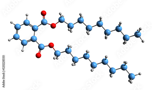 3D image of Diisononyl phthalate skeletal formula - molecular chemical structure of plasticizer DINP isolated on white background

  photo