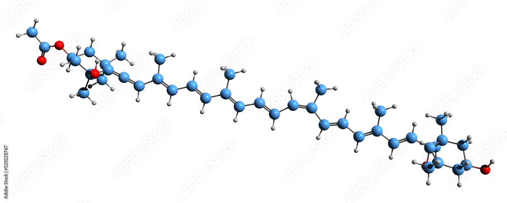3D image of Dinoxanthin skeletal formula - molecular chemical structure of  xanthophyll isolated on white background

