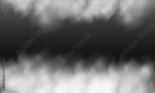White vector cloudiness ,fog or smoke on dark checkered background.Set of Cloudy sky or smog over the city.Vector illustration.
