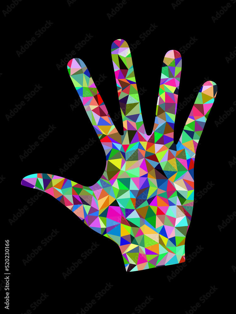 Shape of human hand isolated on black background. Illustration. Shape of human hand isolated on black background. Illustration.