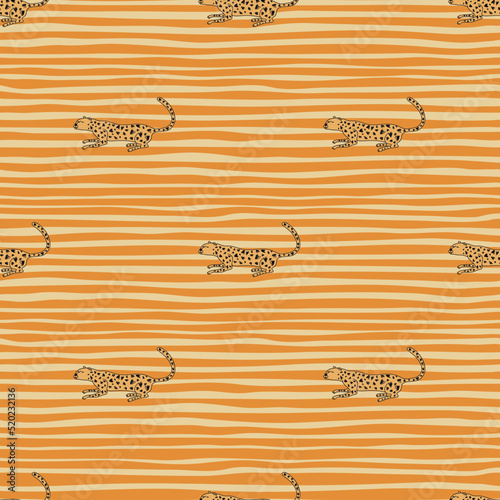 Wallpaper Mural Doodle cheetah seamless pattern. Hand drawn cute leopard endless wallpaper. Wild animals background. Torontodigital.ca