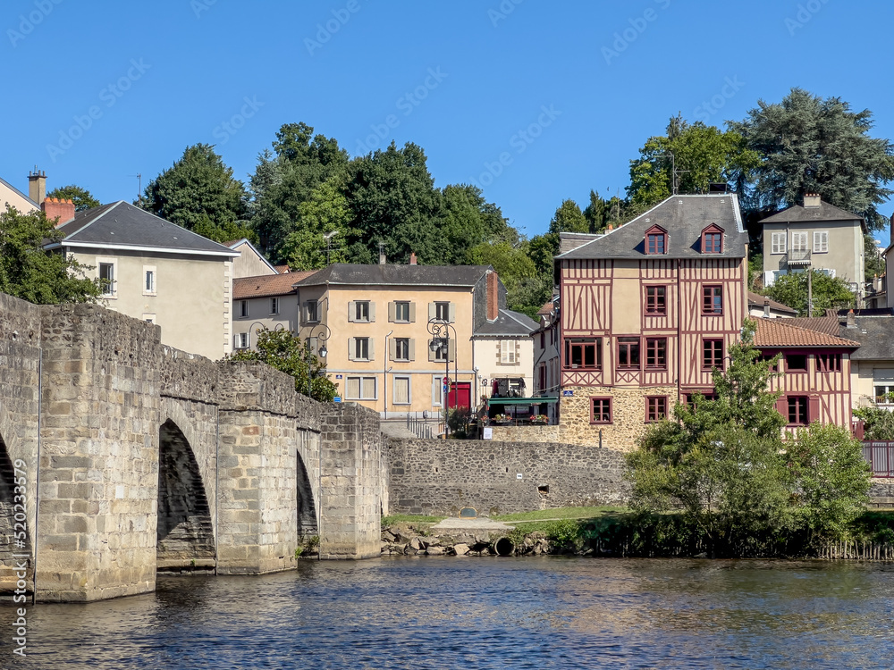 a vaulted arch bridge that was completed in 1215, river Vienne in Limoges France