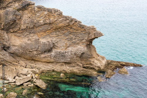 Fototapeta Naklejka Na Ścianę i Meble -  Northern Spain beach, beautiful sea, next to cliffs and rocks on the shore