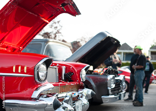 Vintage American automobiles at classic car show.