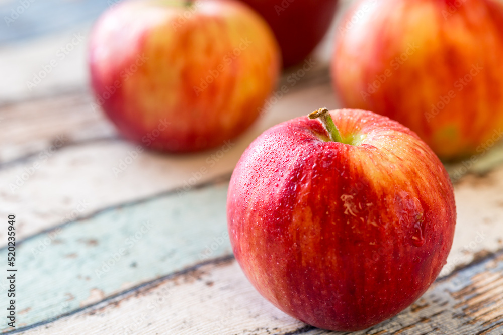 Amasya apples macro shot with water drops