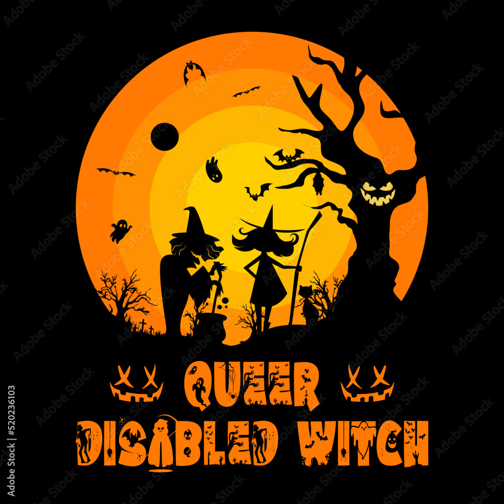 Queer disabled witch - Halloween t-shirt design template