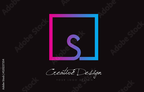 Fototapeta Naklejka Na Ścianę i Meble -  S Square Frame Letter Logo Design with Purple Blue Colors.