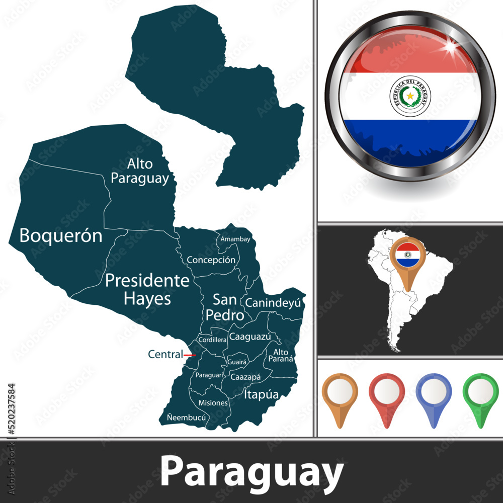 Fototapeta premium Map of Paraguay