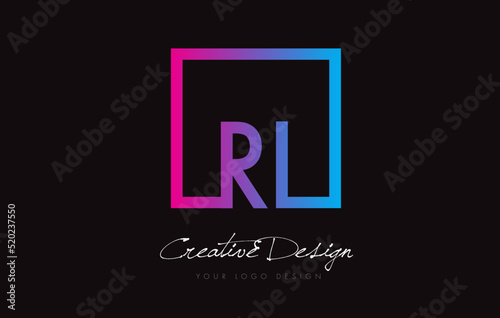 RI Square Frame Letter Logo Design with Purple Blue Colors.