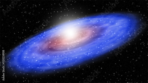 Realistic spiral galaxy with stars in outer space