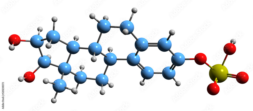 3D image of Estriol sulfate skeletal formula molecular chemical