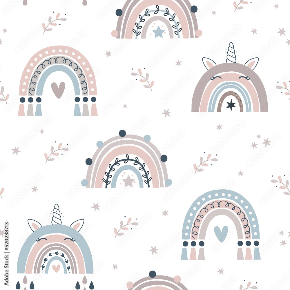 Boho unicorns digital paper background Boho unicorns digital paper background