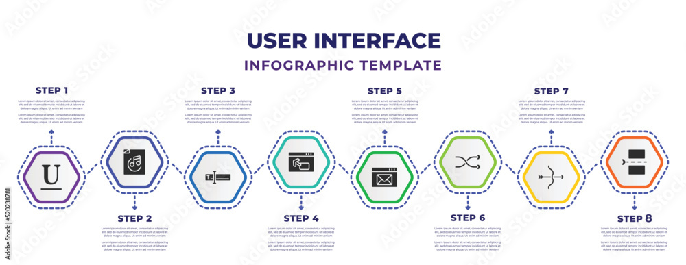 user interface infographic design template with under, music file, text ...