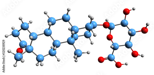 Quadro su tela 3D image of Etiocholanolone glucuronide skeletal formula - molecular chemical st