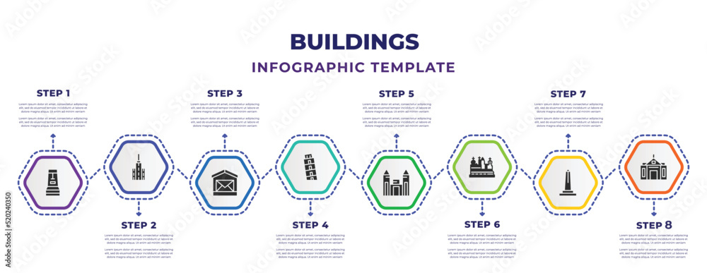 buildings infographic design template with rapa nui, state building ...