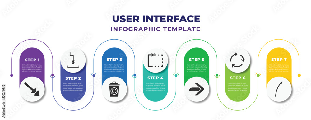 user interface infographic design template with down right arrow ...