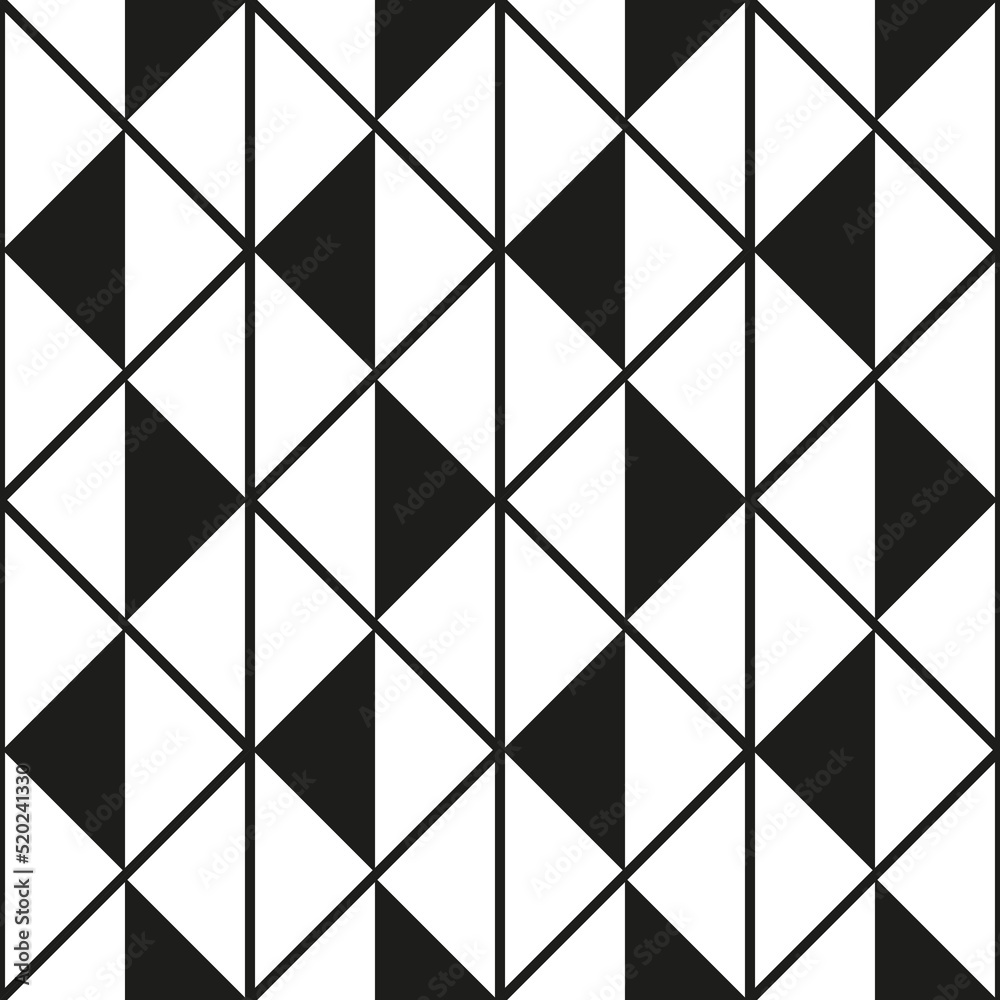 Fototapeta premium Black and white geometric seamless pattern repeating background for design