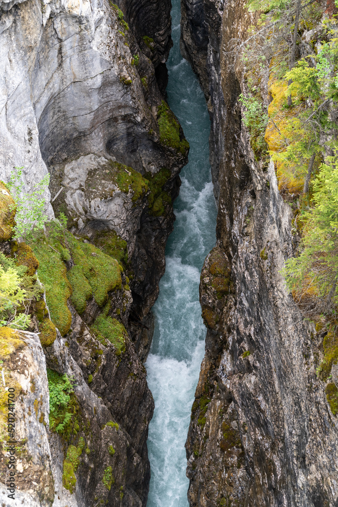 Teal water flowing through Marble Canyon in Kootenay National Park Canada Teal water flowing through Marble Canyon in Kootenay National Park Canada