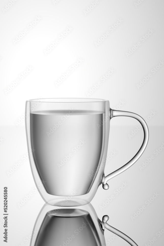 mug with double bottom with a handle for holding by hand. 3d render. mug with double bottom with a handle for holding by hand. 3d render.
