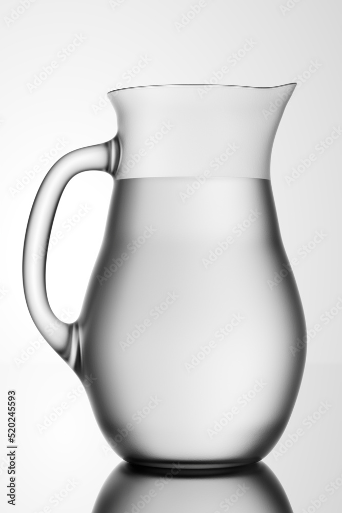 glass jug with water on a white background. 3d render. glass jug with water on a white background. 3d render.