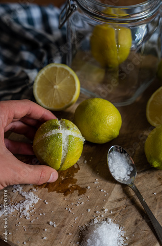 Preparing Moroccan preserved lemons