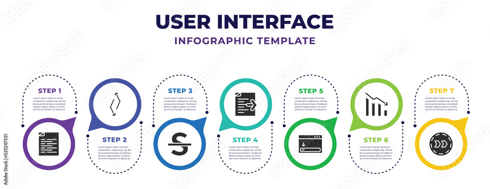 user interface infographic design template with page with one curled ...