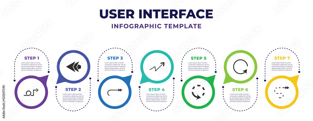 user interface infographic design template with right loop arrow, back ...