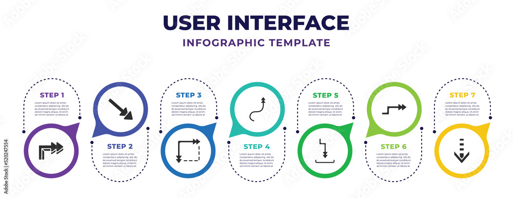 user interface infographic design template with 3d turn right arrow ...