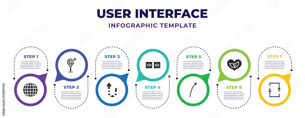 user interface infographic design template with worldgrid, archery ...