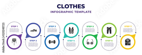 Photographie clothes infographic design template with shawl, leather derby shoe, bow tie, waistcoat, shutter sunglasses, sweatpants, formal shirt icons