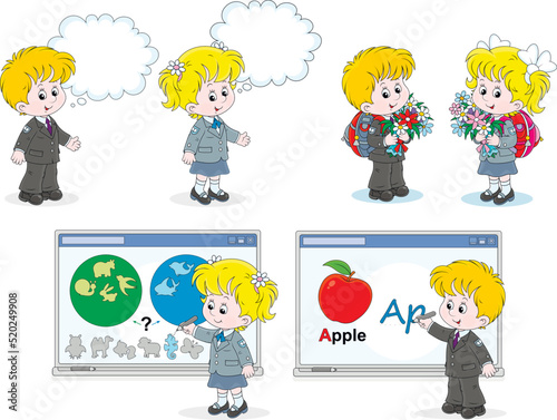 Cartoon set of little schoo...