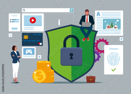 Scan Fingerprint, Identification system. Data protection concept. Vector illustration