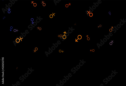 Dark orange vector backdrop with gender signs.