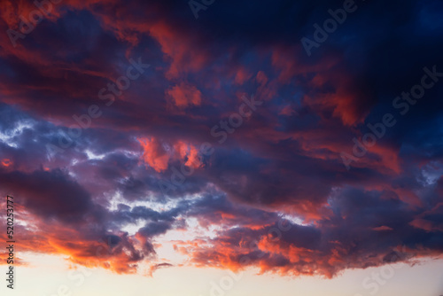 Colorful cloudscape after storm un sunset