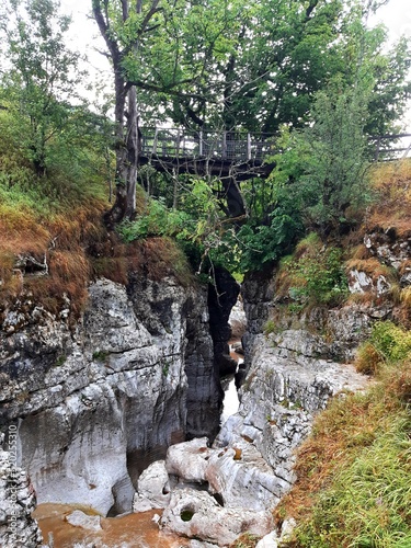 River Zeljeznica flowing through Kazani near Trnovo, Bosnia and Herzegovina