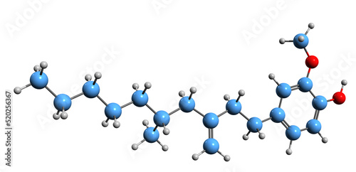 3D image of Gingerol skeletal formula - molecular chemical structure of  phenol phytochemical compound isolated on white background
 photo