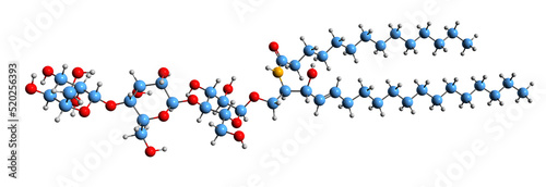  3D image of Globotriaosylceramide skeletal formula - molecular chemical structure of  globoside isolated on white background
 photo