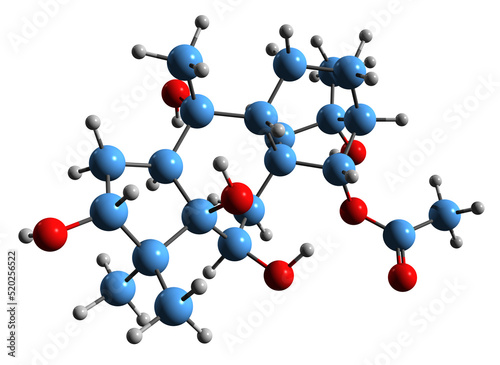 3D image of Grayanotoxin I skeletal formula - molecular chemical structure of neurotoxin asebotoxin isolated on white background
 photo