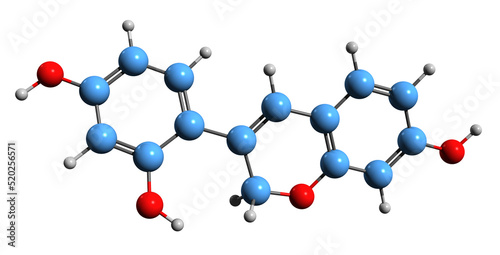  3D image of Haginin D skeletal formula - molecular chemical structure of Isoflavene isolated on white background
 photo