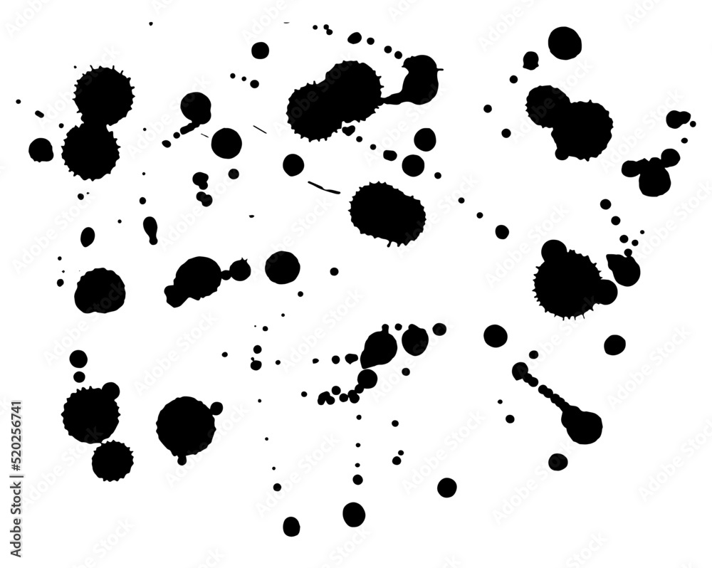 Black ink splatter on white background. Vector paint brush texture. Black ink splatter on white background. Vector paint brush texture.