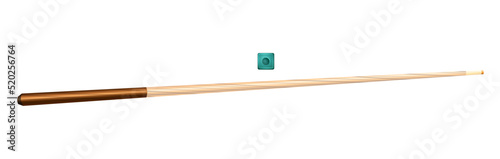 Realistic vector wooden billiard cue isolated on white background