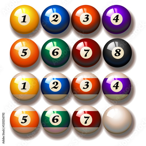 Snooker balls in different colors