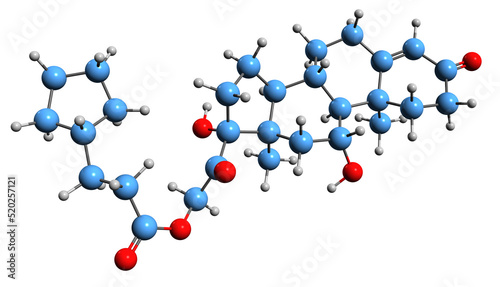 3D image of Hydrocortisone cypionate skeletal formula - molecular chemical structure of synthetic glucocorticoid corticosteroid isolated on white background
 photo