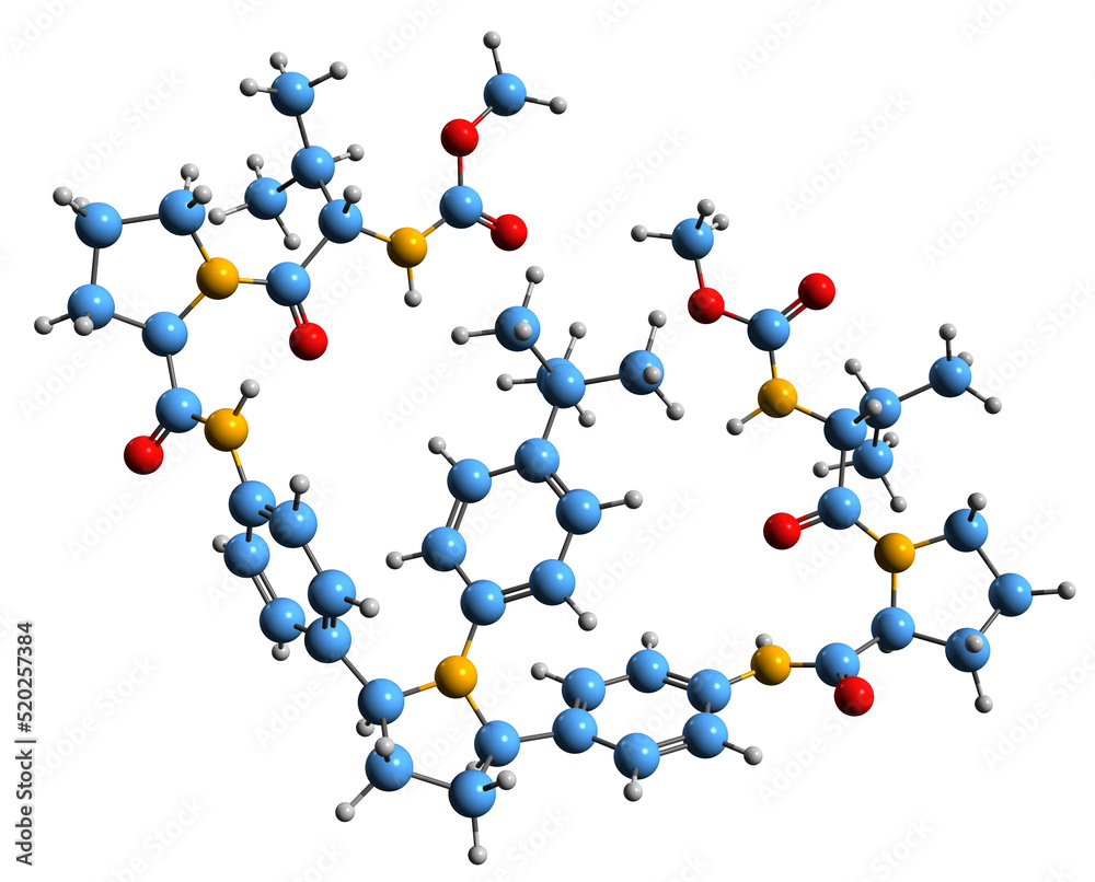 3D image of Ombitasvir skeletal formula - molecular chemical structure ...