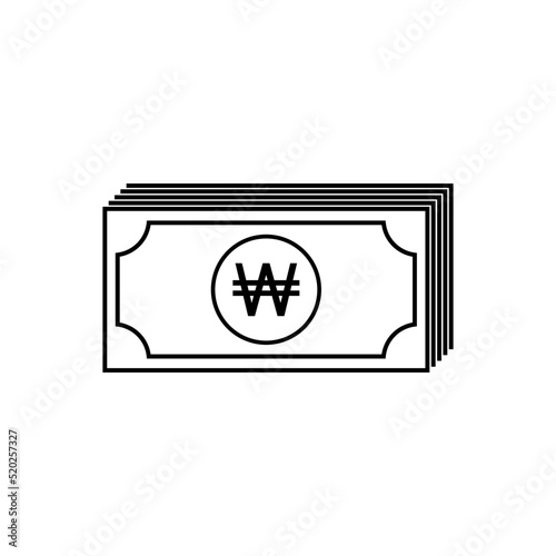 Korea Currency Icon Symbol, Won, KRW. Vector Illustration