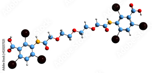  3D image of Iotroxic acid skeletal formula - molecular chemical structure of contrast medium isolated on white background
 photo
