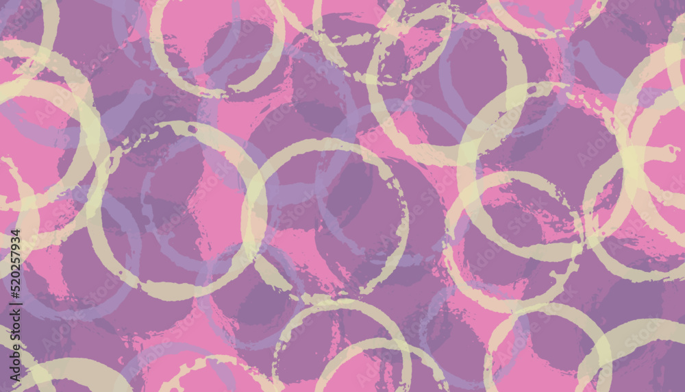 Unique watercolor circles geometry fabric print. Round shape blob overlapping elements vector