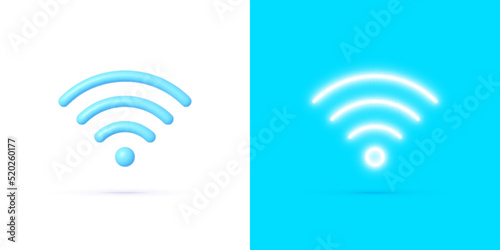 Wifi 3d Neon, great design for any purposes. 3d phone icon vector render illustration. Vector graphic illustration