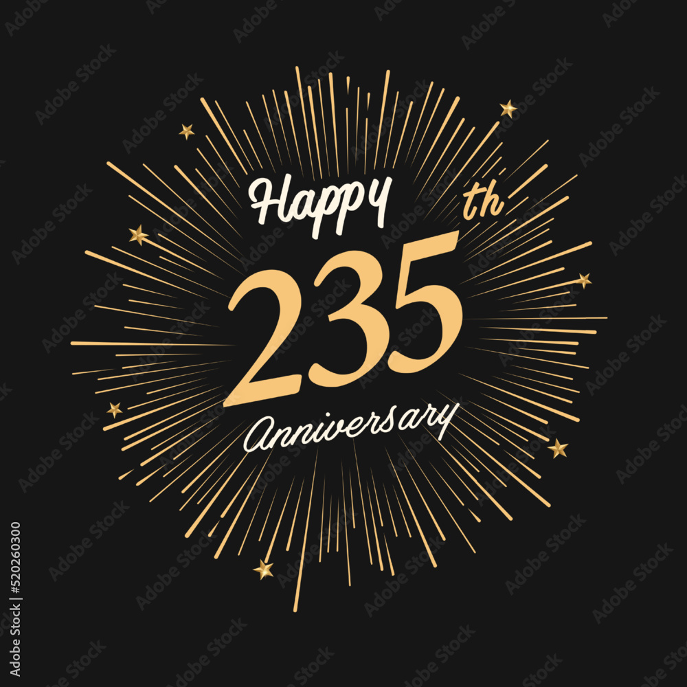 Fototapeta premium Happy 235th Anniversary with fireworks and star on dark background.