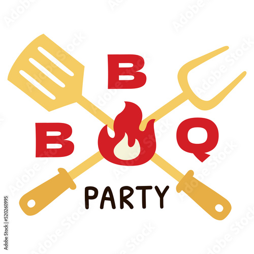 BBQ Party Sticker logo Yummy Grill design
